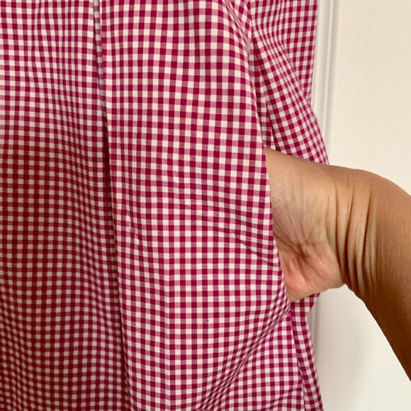 Women's Talbots Midi Sleeveless Pink White Gingham Shirt Dress Cotton Size 4P - Picture 2 of 7